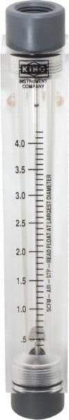 King - 1/2" FNPT Port Block Style, Inline Flowmeter - 125 Max psi, 4.2 SCFM, Acrylic - Industrial Tool & Supply