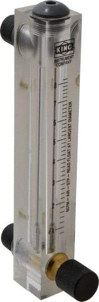 King - 1/2" M Port Block Style, Panel Mount Flowmeter - 125 Max psi, 8.2 SCFM, Acrylic - Industrial Tool & Supply