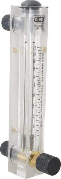 King - 1/2" M Port Block Style, Panel Mount Flowmeter - 125 Max psi, 22 SCFM, Acrylic - Industrial Tool & Supply