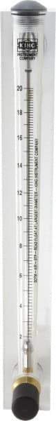 King - 1/2" F Port Block Style, Panel Mount Flowmeter - 125 Max psi, 20 SCFM, Acrylic - Industrial Tool & Supply