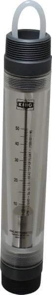 King - 1-1/2" MNPT Port Tube Flowmeter - 125 Max psi, 50 GPM, Acrylic - Industrial Tool & Supply