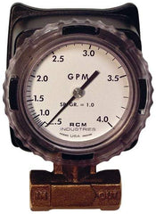 Made in USA - 1/2" NPT Port RCM Industries Flo-Gage Flowmeter - 180 Max psi, 0.5 to 4 GPM, Bronze - Industrial Tool & Supply