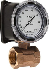 Made in USA - 1-1/2" NPT Port RCM Industries Flo-Gage Flowmeter - 180 Max psi, 5 to 60 GPM, Bronze - Industrial Tool & Supply