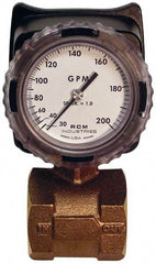 Made in USA - 2" NPT Port RCM Industries Flo-Gage Flowmeter - 180 Max psi, 30 to 200 GPM, Bronze - Industrial Tool & Supply