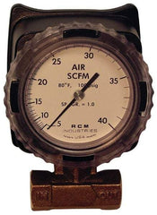 Made in USA - 1/2" NPT Port RCM Industries Flo-Gage Flowmeter - 180 Max psi, Bronze - Industrial Tool & Supply