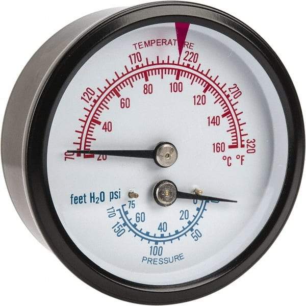 ENFM - 2-1/2" Dial, 1/4 Thread, Pressure Gauge - Center Back Connection Mount - Industrial Tool & Supply
