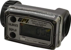 GPI - 1" Port Electronic Digital Flowmeter & Totalizer - 150 Max psi, 0.3 to 3 GPM, Nylon - Industrial Tool & Supply