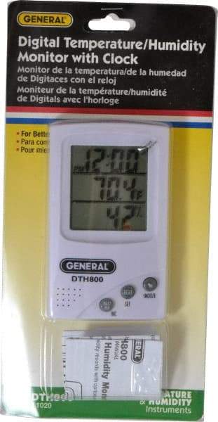General - 5 to 122°F, 30 to 90% Humidity Range, Thermo-Hygrometer - Industrial Tool & Supply