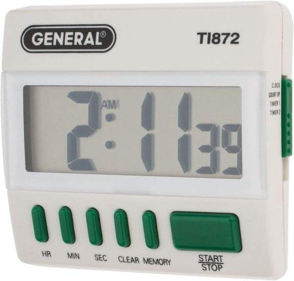 General - Big Digit Count Up and Down Timer - White - Industrial Tool & Supply