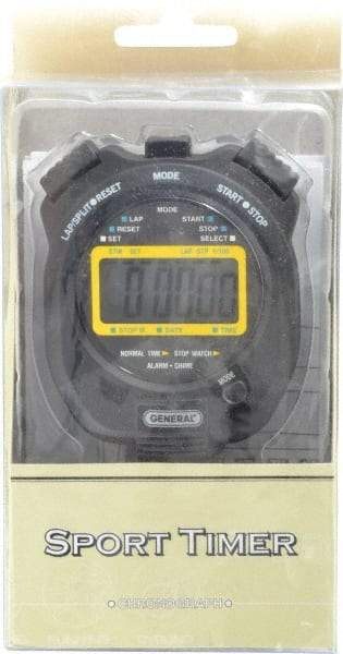 General - Small Display Stop Watch - Black - Industrial Tool & Supply