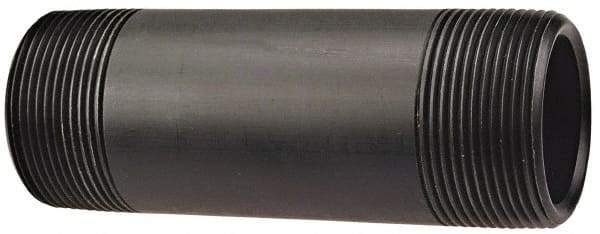 NIBCO - 1-1/2" Pipe, 6" Long Polypropylene Threaded Plastic Pipe Nipple - Schedule 80, Black - Industrial Tool & Supply