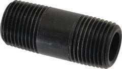 NIBCO - 1/2" Pipe, 2" Long Polypropylene Threaded Plastic Pipe Nipple - Schedule 80, Black - Industrial Tool & Supply
