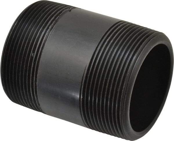 NIBCO - 2" Pipe, 3" Long Polypropylene Threaded Plastic Pipe Nipple - Schedule 80, Black - Industrial Tool & Supply