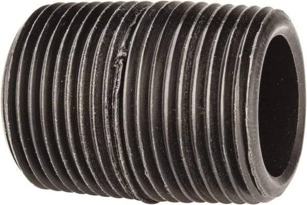 NIBCO - 3/4" Pipe, 1.38" Long Polypropylene Threaded Plastic Pipe Nipple - Schedule 80, Black - Industrial Tool & Supply