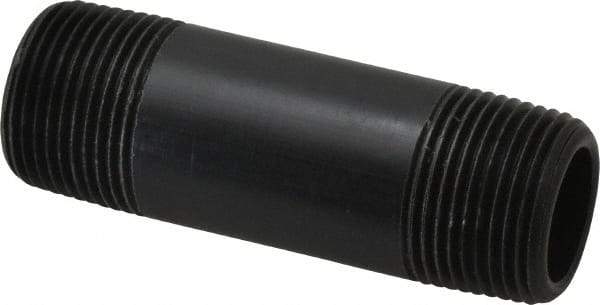 NIBCO - 3/4" Pipe, 3" Long Polypropylene Threaded Plastic Pipe Nipple - Schedule 80, Black - Industrial Tool & Supply
