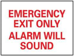 NMC - Emergency Exit Only Alarm Will Sound, Plastic Exit Sign - 14" Wide x 10" High - Industrial Tool & Supply