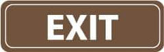 NMC - Exit, 11" Wide x 3.5" High, Acrylic Sign - English, White on Brown, Wall Mount - Industrial Tool & Supply