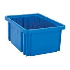 Quantum Storage - 50 Lb Load Capacity Blue Polypropylene Dividable Container - Stacking, 10.9" Long x 8.3" Wide x 5" High - Industrial Tool & Supply