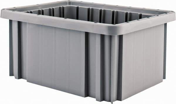Quantum Storage - 50 Lb Load Capacity Gray Polypropylene Dividable Container - Stacking, 10.9" Long x 8.3" Wide x 5" High - Industrial Tool & Supply