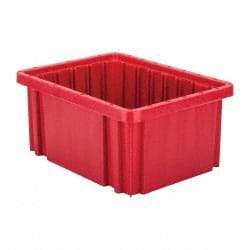 Quantum Storage - 50 Lb Load Capacity Red Polypropylene Dividable Container - Stacking, 10.9" Long x 8.3" Wide x 5" High - Industrial Tool & Supply