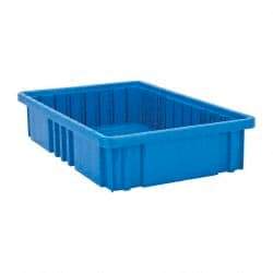 Quantum Storage - 75 Lb Load Capacity Blue Polypropylene Dividable Container - Stacking, 16-1/2" Long x 10.9" Wide x 3-1/2" High - Industrial Tool & Supply