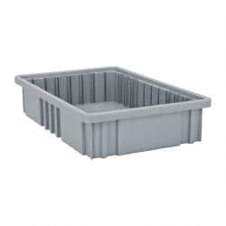 Quantum Storage - 75 Lb Load Capacity Gray Polypropylene Dividable Container - Stacking, 16-1/2" Long x 10.9" Wide x 3-1/2" High - Industrial Tool & Supply
