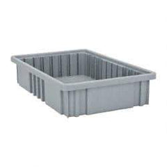 Quantum Storage - 75 Lb Load Capacity Gray Polypropylene Dividable Container - Stacking, 16-1/2" Long x 10.9" Wide x 3-1/2" High - Industrial Tool & Supply