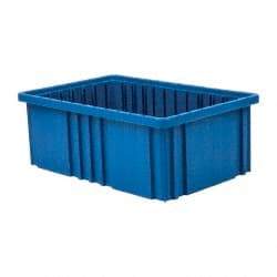 Quantum Storage - 75 Lb Load Capacity Blue Polypropylene Dividable Container - Stacking, 16-1/2" Long x 10.9" Wide x 6" High - Industrial Tool & Supply