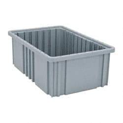 Quantum Storage - 75 Lb Load Capacity Gray Polypropylene Dividable Container - Stacking, 16-1/2" Long x 10.9" Wide x 6" High - Industrial Tool & Supply