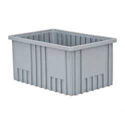 Quantum Storage - 75 Lb Load Capacity Gray Polypropylene Dividable Container - Stacking, 16-1/2" Long x 10.9" Wide x 8" High - Industrial Tool & Supply