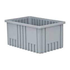 Quantum Storage - 75 Lb Load Capacity Gray Polypropylene Dividable Container - Stacking, 16-1/2" Long x 10.9" Wide x 8" High - Industrial Tool & Supply
