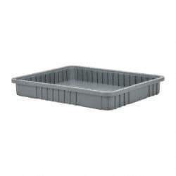 Quantum Storage - 100 Lb Load Capacity Gray Polypropylene Dividable Container - Stacking, 22-1/2" Long x 17-1/2" Wide x 3" High - Industrial Tool & Supply