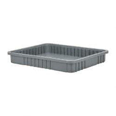 Quantum Storage - 100 Lb Load Capacity Gray Polypropylene Dividable Container - Stacking, 22-1/2" Long x 17-1/2" Wide x 3" High - Industrial Tool & Supply