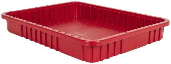 Quantum Storage - 100 Lb Load Capacity Red Polypropylene Dividable Container - Stacking, 22-1/2" Long x 17-1/2" Wide x 3" High - Industrial Tool & Supply
