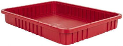 Quantum Storage - 100 Lb Load Capacity Red Polypropylene Dividable Container - Stacking, 22-1/2" Long x 17-1/2" Wide x 3" High - Industrial Tool & Supply