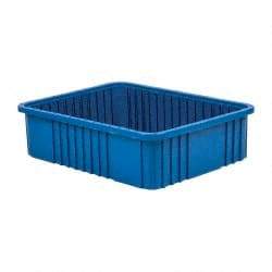 Quantum Storage - 100 Lb Load Capacity Blue Polypropylene Dividable Container - Stacking, 22-1/2" Long x 17-1/2" Wide x 6" High - Industrial Tool & Supply
