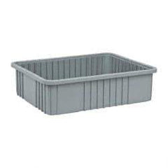 Quantum Storage - Gray Polypropylene Dividable Container - Stacking, 22-1/2" Long x 17-1/2" Wide x 6" High - Industrial Tool & Supply