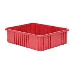 Quantum Storage - 100 Lb Load Capacity Red Polypropylene Dividable Container - Stacking, 22-1/2" Long x 17-1/2" Wide x 6" High - Industrial Tool & Supply