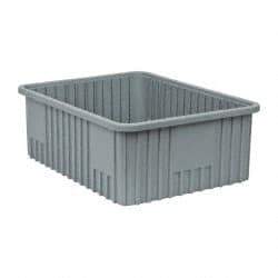Quantum Storage - 100 Lb Load Capacity Gray Polypropylene Dividable Container - Stacking, 22-1/2" Long x 17-1/2" Wide x 8" High - Industrial Tool & Supply