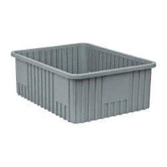 Quantum Storage - 100 Lb Load Capacity Gray Polypropylene Dividable Container - Stacking, 22-1/2" Long x 17-1/2" Wide x 8" High - Industrial Tool & Supply