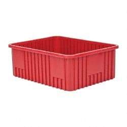 Quantum Storage - 100 Lb Load Capacity Red Polypropylene Dividable Container - Stacking, 22-1/2" Long x 17-1/2" Wide x 8" High - Industrial Tool & Supply