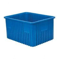 Quantum Storage - 100 Lb Load Capacity Blue Polypropylene Dividable Container - Stacking, 22-1/2" Long x 17-1/2" Wide x 12" High - Industrial Tool & Supply