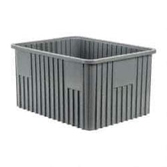 Quantum Storage - 100 Lb Load Capacity Gray Polypropylene Dividable Container - Stacking, 22-1/2" Long x 17-1/2" Wide x 12" High - Industrial Tool & Supply