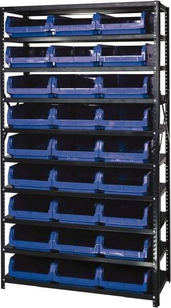 Quantum Storage - 27 Bin Large Hopper Front Bin Storage Units - 18 Inch Overall Depth x 75 Inch Overall Height, Yellow High Density Polyethylene Bins - Industrial Tool & Supply