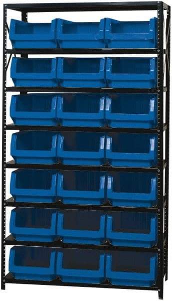 Quantum Storage - 21 Bin Large Hopper Front Bin Storage Units - 18 Inch Overall Depth x 75 Inch Overall Height, Red High Density Polyethylene Bins - Industrial Tool & Supply