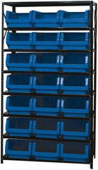Quantum Storage - 21 Bin Large Hopper Front Bin Storage Units - 18 Inch Overall Depth x 75 Inch Overall Height, Red High Density Polyethylene Bins - Industrial Tool & Supply