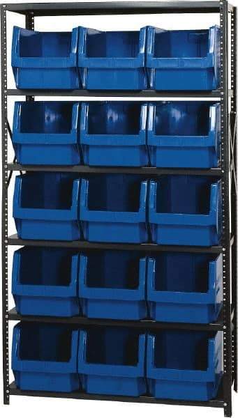 Quantum Storage - 15 Bin Large Hopper Front Bin Storage Units - 18 Inch Overall Depth x 75 Inch Overall Height, Yellow High Density Polyethylene Bins - Industrial Tool & Supply