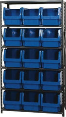 Quantum Storage - 15 Bin Large Hopper Front Bin Storage Units - 18 Inch Overall Depth x 75 Inch Overall Height, Yellow High Density Polyethylene Bins - Industrial Tool & Supply
