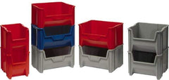 Quantum Storage - 75 Lb. Load Capacity, 17-1/2" Deep, Red Polyethylene Hopper Stacking Bin - 12-1/2" High x 16-1/2" Wide x 17-1/2" Long - Industrial Tool & Supply