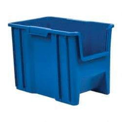 Quantum Storage - 75 Lb. Load Capacity, 17-1/2" Deep, Blue Polyethylene Hopper Stacking Bin - 12-1/2" High x 10-7/8" Wide x 17-1/2" Long - Industrial Tool & Supply